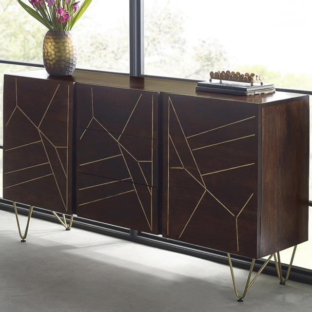 Brooklyn Ozella 2 Door 3 Drawer Dark Gold Extra Large Sideboard - image 1