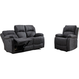 Furniture One 4 Seater Dark Grey Manual Recliner Sofa Set - thumbnail 2