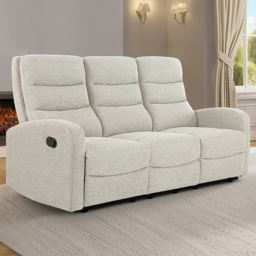 Loft24 Rena 3 Seater Natural Fabric Manual Recliner Sofa