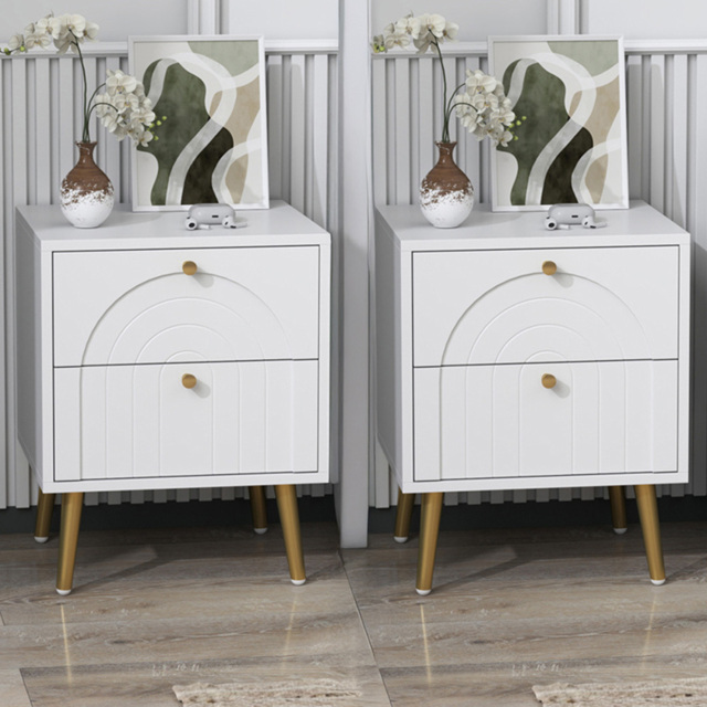 Portland 2 Drawer White Bedside Table 2 Pack - image 1