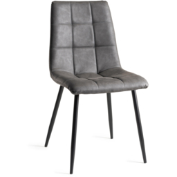 Bentley Designs Mondrian Dark Grey Leather Dining Chair Set of 2 - thumbnail 2