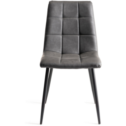 Bentley Designs Mondrian Dark Grey Leather Dining Chair Set of 2 - thumbnail 3