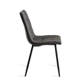 Bentley Designs Mondrian Dark Grey Leather Dining Chair Set of 2 - thumbnail 4