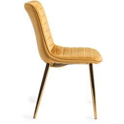 Bentley Designs Rothko Mustard Velvet Dining Chair Set of 2 - thumbnail 4
