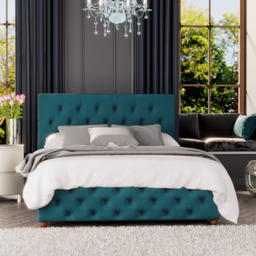 Laurence Llewelyn-Bowen Luna Double Emerald Plush Velvet Ottoman Bed
