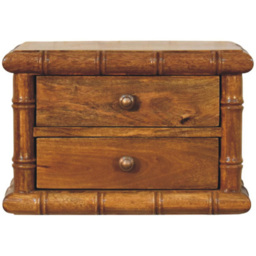 Artisan Furniture Amber Oak 2 Drawer Solid Wood Bamboo Bedside Table - thumbnail 2