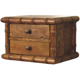 Artisan Furniture Amber Oak 2 Drawer Solid Wood Bamboo Bedside Table - thumbnail 3