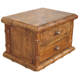 Artisan Furniture Amber Oak 2 Drawer Solid Wood Bamboo Bedside Table - thumbnail 4