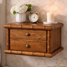 Artisan Furniture Amber Oak 2 Drawer Solid Wood Bamboo Bedside Table