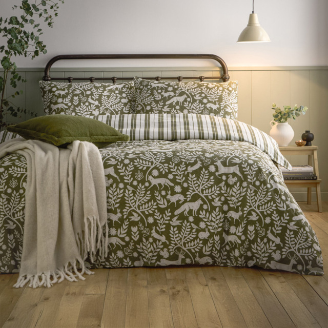 Furn Skandi Woodland Brushed Cotton King Size Reversible Duvet Set - image 1