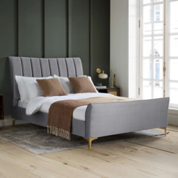 Clover King Size Grey Velvet Bed - thumbnail 1