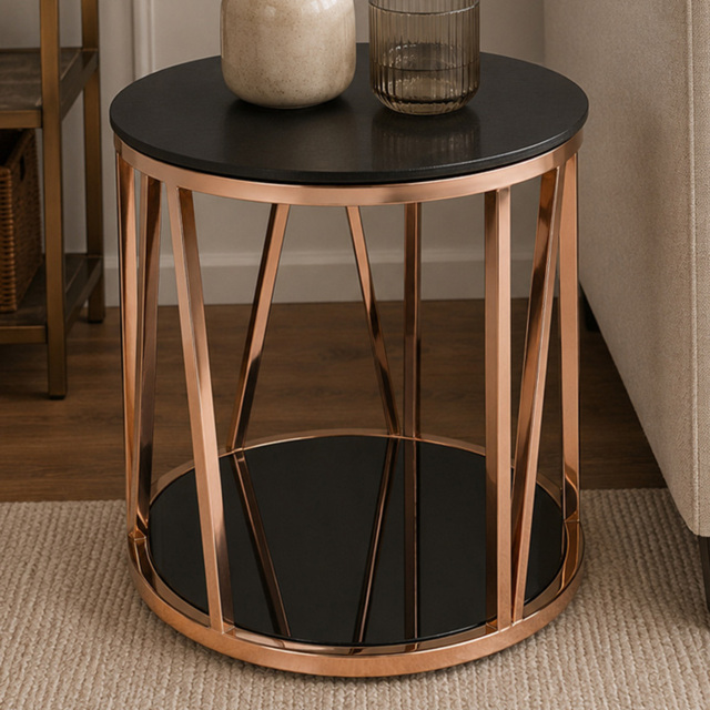 Premier Housewares Alvaro Rose Gold Finish Round Side Table - image 1
