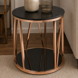 Premier Housewares Alvaro Rose Gold Finish Round Side Table - thumbnail 1