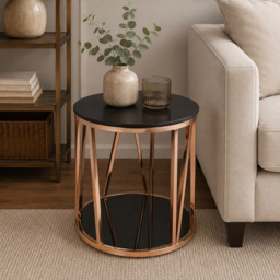 Premier Housewares Alvaro Rose Gold Finish Round Side Table - thumbnail 3