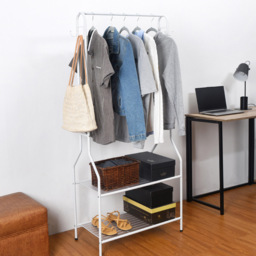 House of Home White Clothes Rail with 2 Shelves 5 x 2ft - thumbnail 2