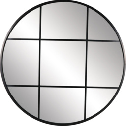 Round Black Window Wall Mirror 80cm