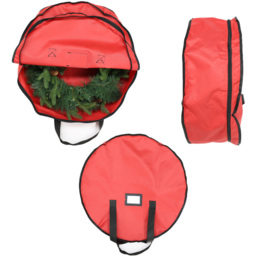 Festive Christmas Linen Red Christmas Wreath Storage Bag - thumbnail 2