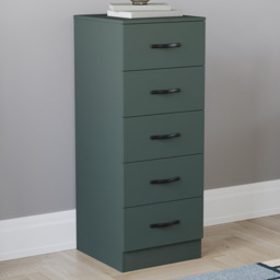 Vida Designs Riano Jasper Green 5 Drawer Narrow Chest of Drawers - thumbnail 1