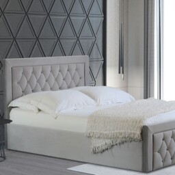 Mia King Size Grey Faux Brushed Velvet Ottoman Bed
