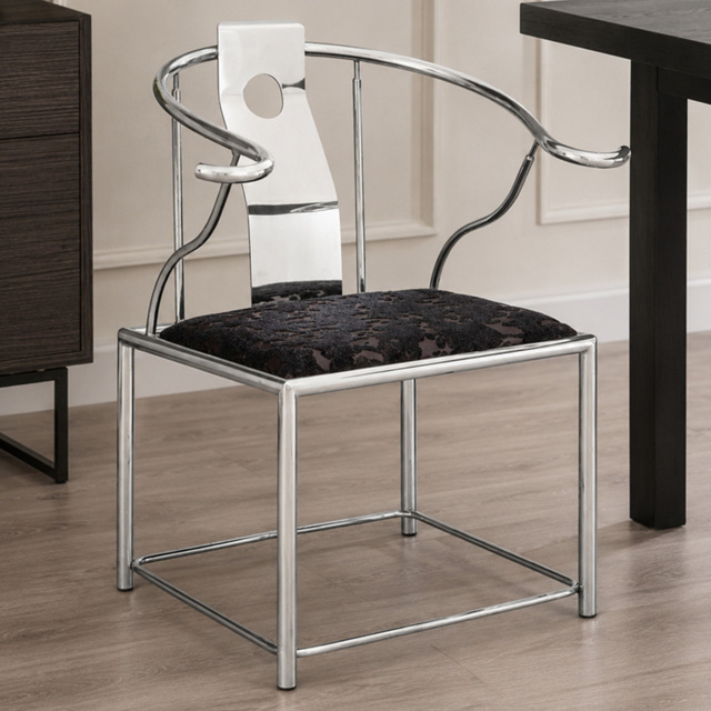 Premier Housewares Yasmin Black Velvet Steel Chair - image 1