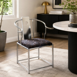 Premier Housewares Yasmin Black Velvet Steel Chair - thumbnail 4