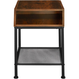 tectake Harlow Dark Wood 2 Compartment Bedside Table - thumbnail 3
