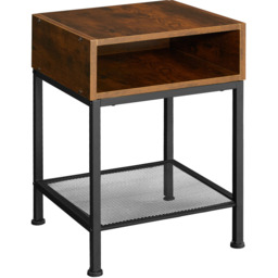 tectake Harlow Dark Wood 2 Compartment Bedside Table - thumbnail 2