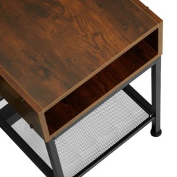 tectake Harlow Dark Wood 2 Compartment Bedside Table - thumbnail 4