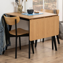 Florence Roxby Oak and Black 2 Seater 80-120cm Extendable Dining Set - thumbnail 1