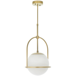 Merano Cosenza Antique Brass and Opal Glass Ceiling Light
