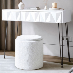 CARME Home Claudia White and Black 3 Drawer Dressing Table