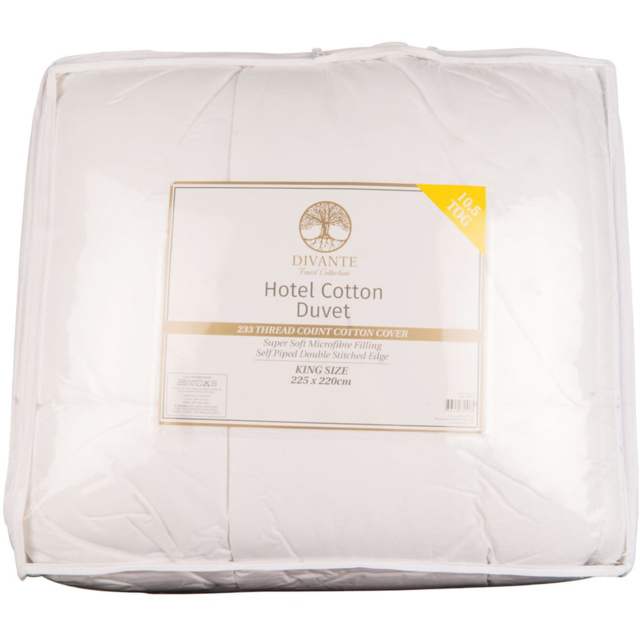 Divante King Size White Hotel Cotton Duvet 10.5 Tog - image 1