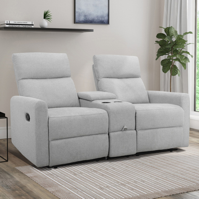 Loft24 Daoulas 2 Seater Light Grey Belfast Fabric Recliner Sofa - image 1