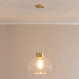 ValueLights Corinne Brushed Gold and Clear Glass Ceiling Pendant Light - thumbnail 2