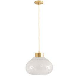 ValueLights Corinne Brushed Gold and Clear Glass Ceiling Pendant Light - thumbnail 1