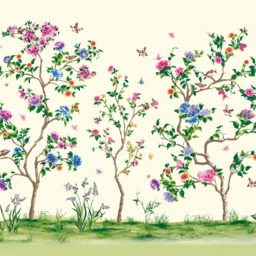 Origin Murals Oriental Flower Tree Cream Wall Mural - thumbnail 2