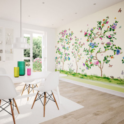 Origin Murals Oriental Flower Tree Cream Wall Mural
