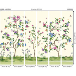 Origin Murals Oriental Flower Tree Cream Wall Mural - thumbnail 3