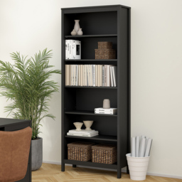 Florence Madrid 6 Shelf Black Bookcase
