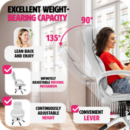 tectake Jonas White Height Adjustable Office Chair - thumbnail 4