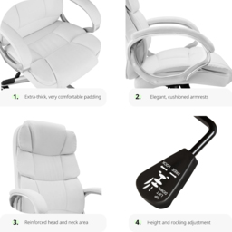 tectake Jonas White Height Adjustable Office Chair - thumbnail 3