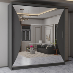 Sliding Wardrobes 4U California Grey 2 Door Curved Mirrored Wardrobe - thumbnail 1