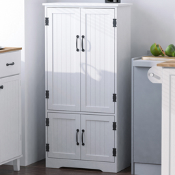 Portland White 4 Door Accent Floor Storage Cabinet - thumbnail 1