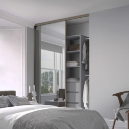 Spacepro Single Panel Nickel Frame Mirror Sliding Door 2220 x 762mm - thumbnail 2
