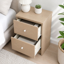 Core Products Freya Smoked Oak Foil Finish 2 Drawer Bedside Cabinet - thumbnail 4