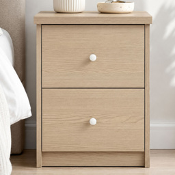 Core Products Freya Smoked Oak Foil Finish 2 Drawer Bedside Cabinet - thumbnail 1
