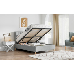 Bedmaster Rhodes Double Grey Velvet Ottoman Bed - thumbnail 2