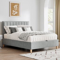 Bedmaster Rhodes Double Grey Velvet Ottoman Bed