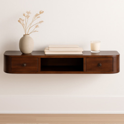 Artisan Furniture Lunar Chestnut 2 Drawer Single Shelf Mango Wood Wall-Mounted Console Table
