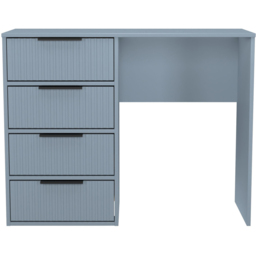 Crowndale Fluted 4 Drawer Denim Blue Vanity Dressing Table Ready Assembled - thumbnail 2